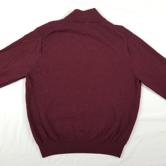 Jos.A.Bank Men Italian Merino Wool Sweater Quarter-zip Fit Pullover Burgundy M - Picture 6 of 8
